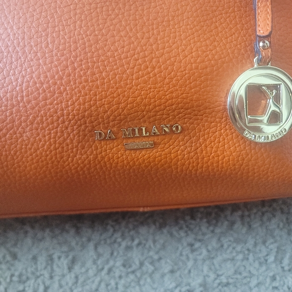 Authentic - Da Milano Italia - Orange - Leather Handbag with Fabric Dust Bag - Picture 2 of 6